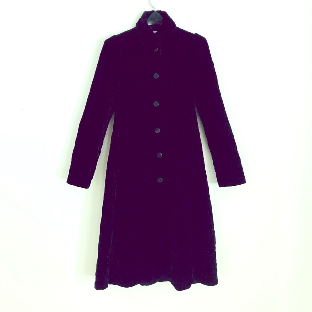 VINTAGE VELVET/QUILT STITCHING DETAIL TRENCH COAT